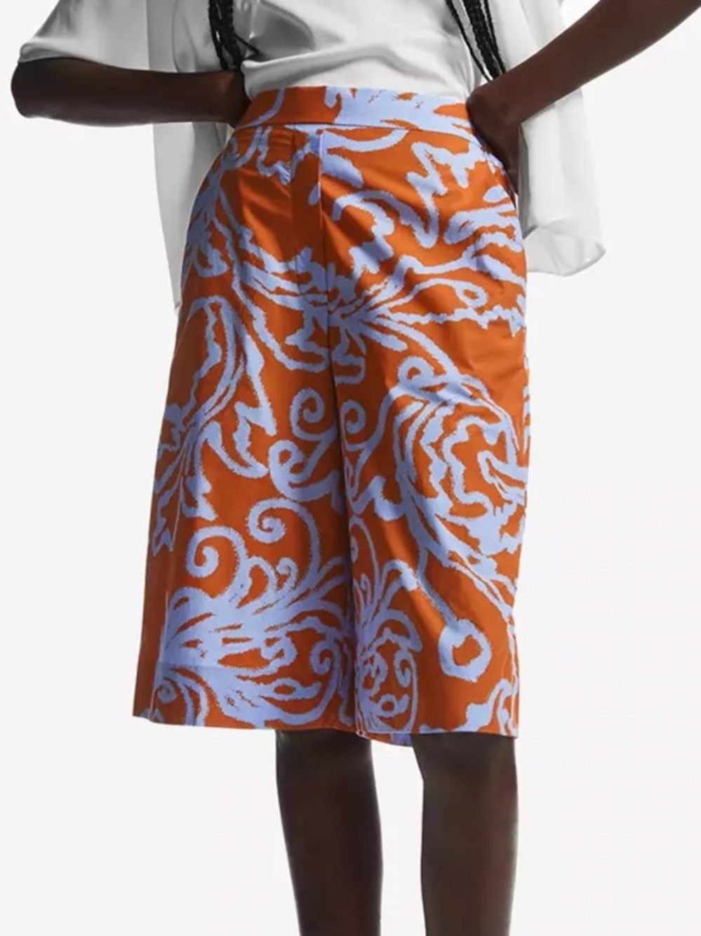 COS printed Bermuda shorts Orange & Light Blue size 10